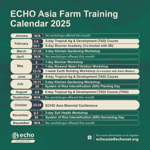 ECHO Asia Farm Training Calendar 2025