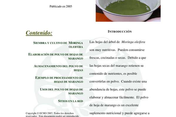 Polvo de Hoja de Marango | ECHOcommunity.org