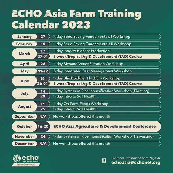 ECHO Asia Farm Training Calendar 2023
