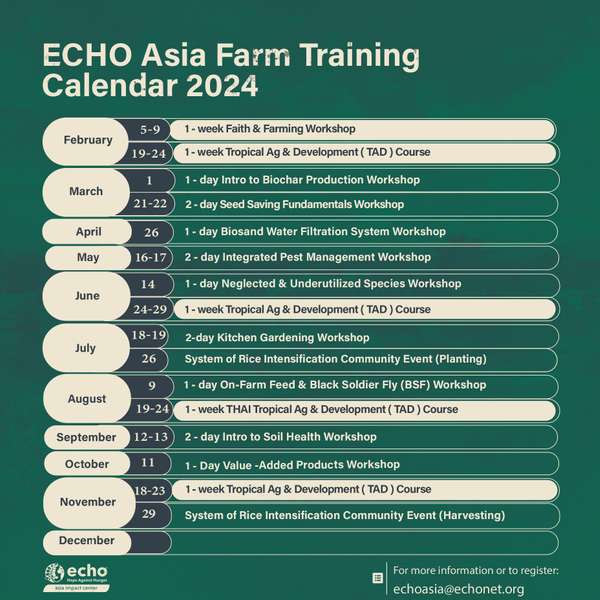 ECHO Asia Farm Training Calendar 2024
