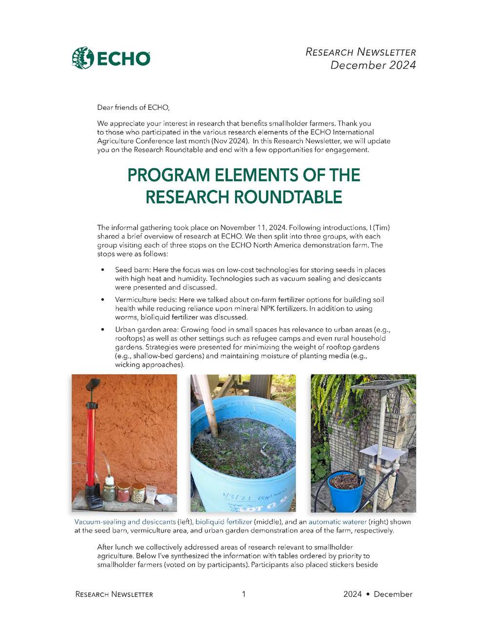 ECHO Research Newsletter | ECHOcommunity.org