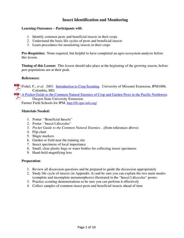 Insect Identification and Monitoring - Facilitators Guide ...