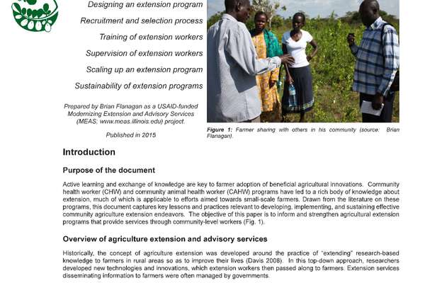 Agriculture Extension with Community-Level Workers: Lessons and ...