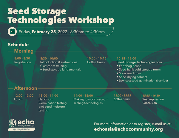 Seed Storage Technologies Workshop flyer ENG agenda