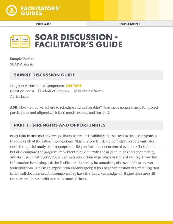 SOAR Discussion - Facilitators Guide | ECHOcommunity.org