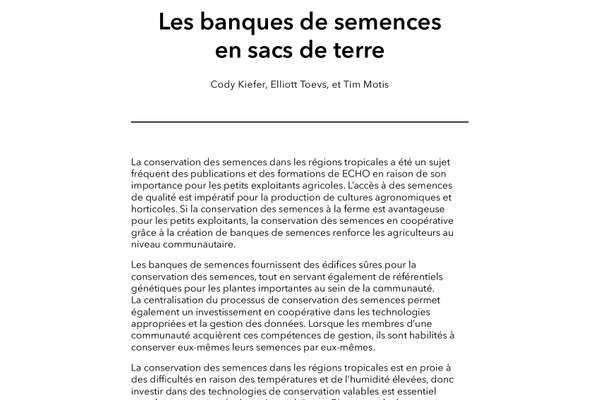 Banque de semences : outil de conservation