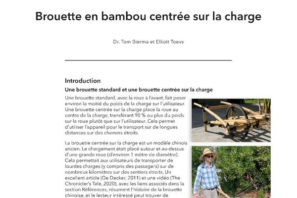 Brouette en bambou centrée sur la charge