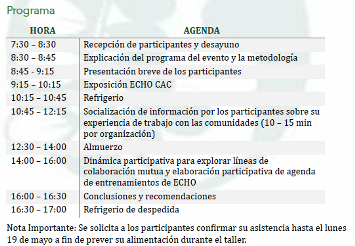National Gathering Honduras schedule