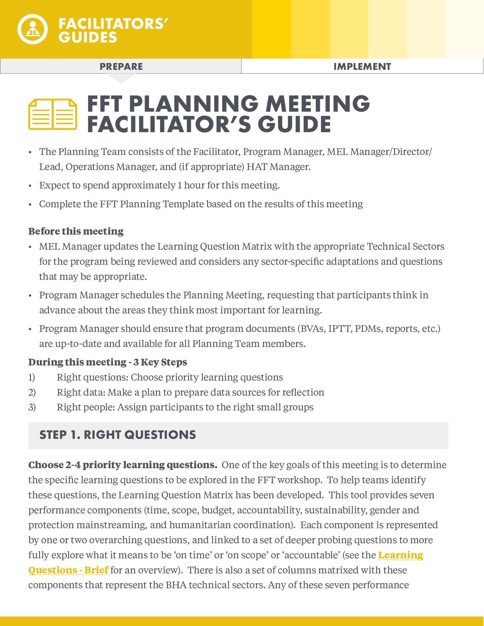 FFT Planning Meeting - Facilitators Guide | ECHOcommunity.org