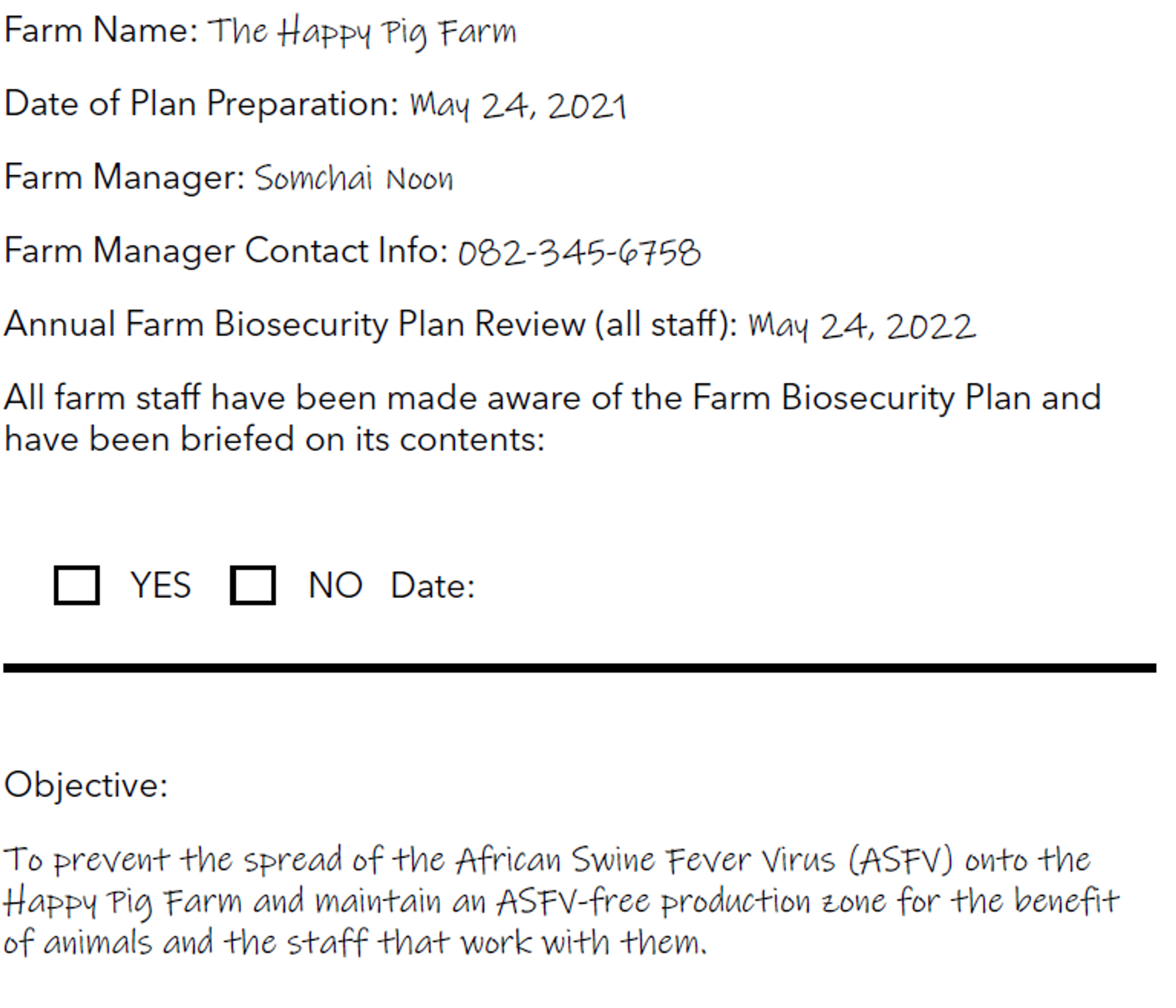 [Example] Small Farm Biosecurity Plan | ECHOcommunity.org