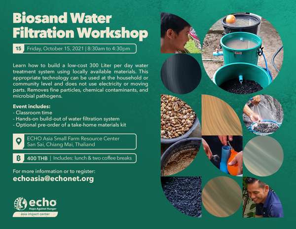 Biosand Water Filtration Workshop flyer