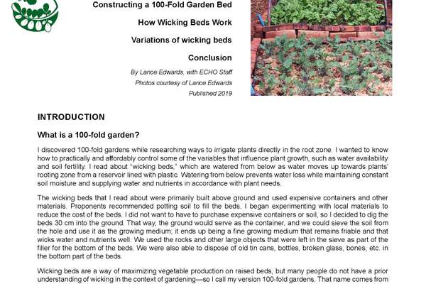 TN #95 100-Fold Vegetable Gardens with Low-Cost Wicking Beds
