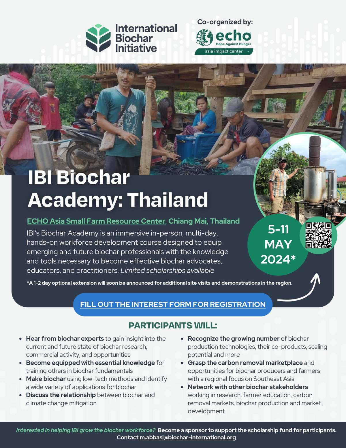 IBI Biochar Academy: Thailand 'Save-the-Date'