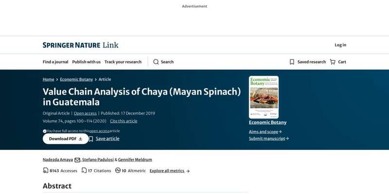 Value Chain Analysis of Chaya (Mayan Spinach) in Guatemala ...